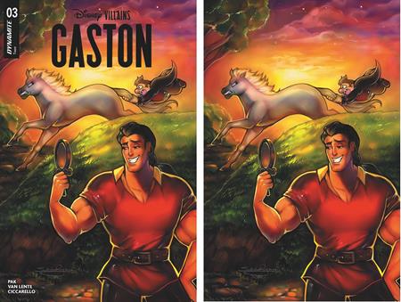 DISNEY VILLAINS GASTON #3 CVRS I & J SUKESHA RAY TRADE & VIRGIN DYNAMITE COM EXCLUSIVE SET (BUNDLE OF 2) VAR