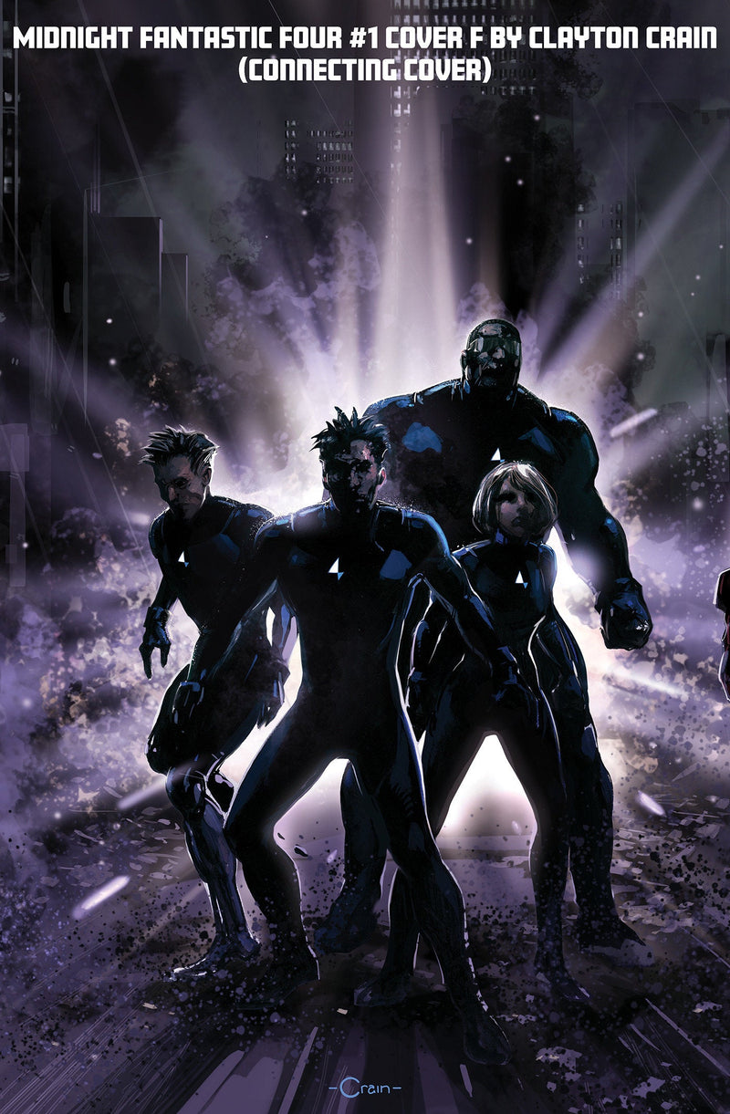 Clayton Crain connecting set: MIDNIGHT FANTASTIC FOUR #1 COVER F CLAYTON CRAIN 3-PART CONNECTING VARIANT Clayton Crain