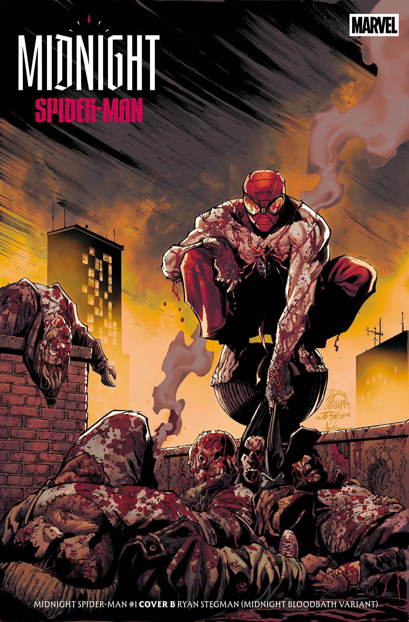 Ryan Stegman Bloodbath set: MIDNIGHT SPIDER-MAN #1 COVER B RYAN STEGMAN MIDNIGHT BLOODBATH VARIANT