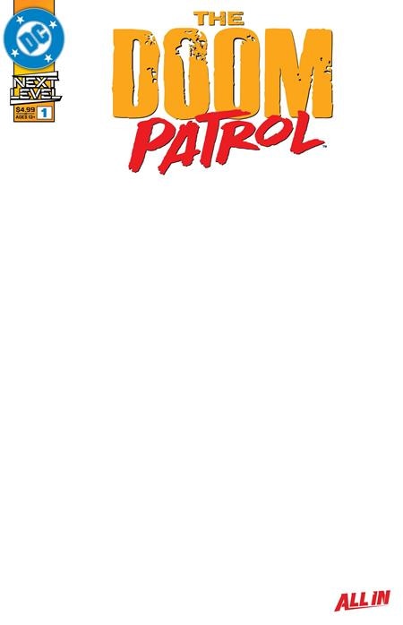 Temporary blank cover for Doom Patrol #1 Max Underwood 1/1 sketch auction